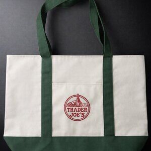 Trader Joe's White and Green Tote Bag